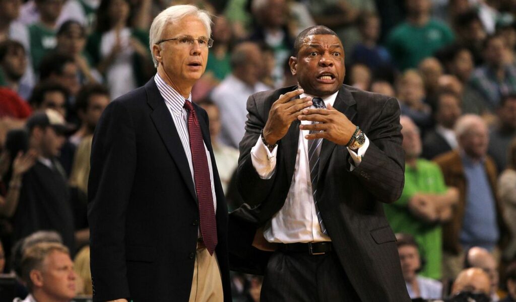 Kevin Eastman and Doc Rivers in a NBA game