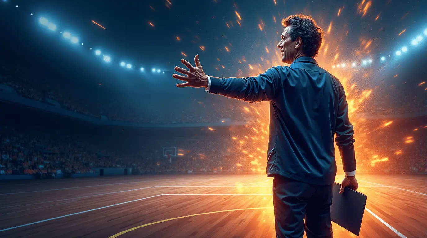 Entrenador liderando equipo